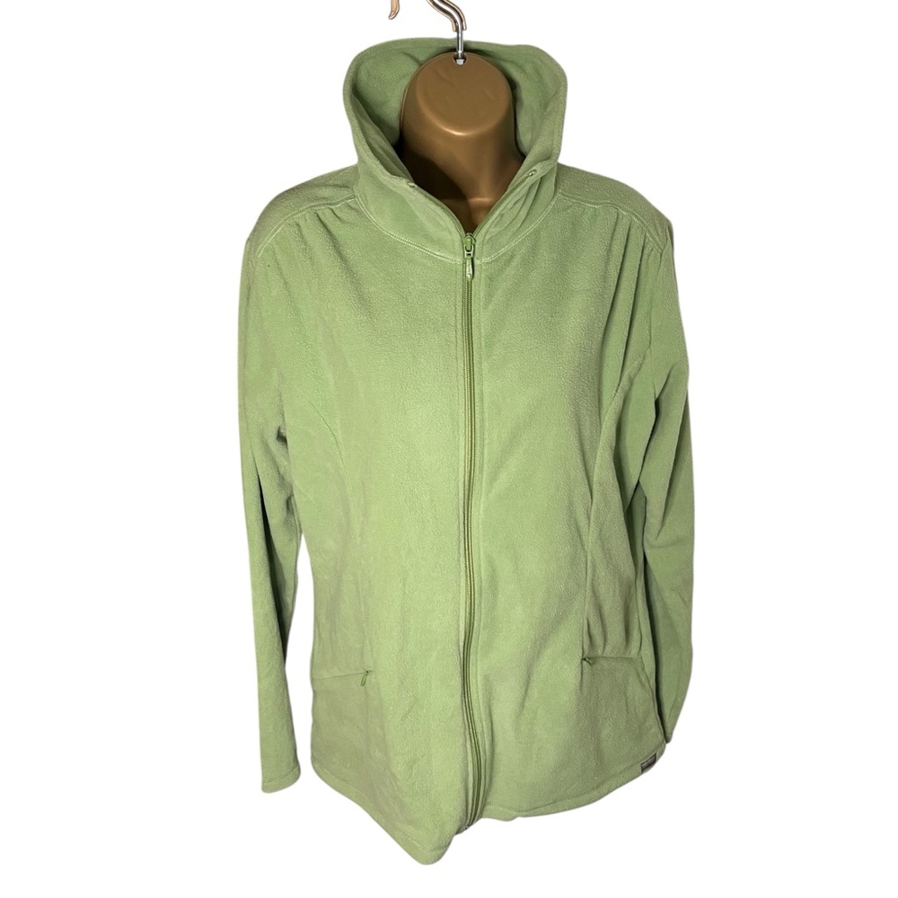 Vintage Y2K Woolrich Full Zip Fleece Jacket Light Sage Green Large